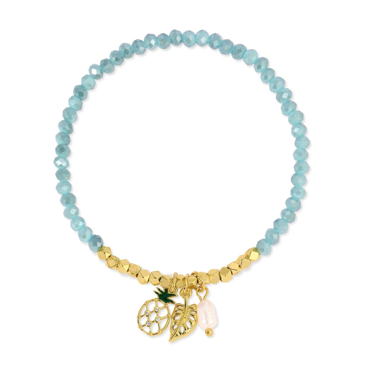 Tropical Oasis Multi-Charm Stretch Bracelet - Splendid Iris