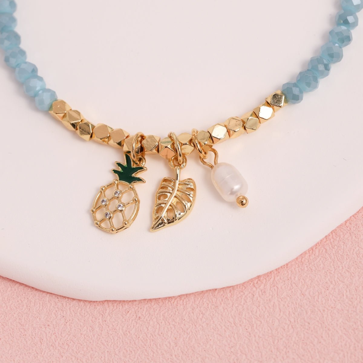 Tropical Oasis Multi-Charm Stretch Bracelet - Splendid Iris