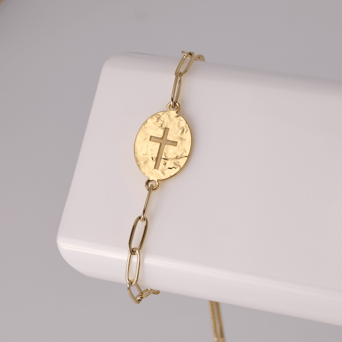 The Gilded Grace Cross Cut-Out Pulley Bracelet - Splendid Iris