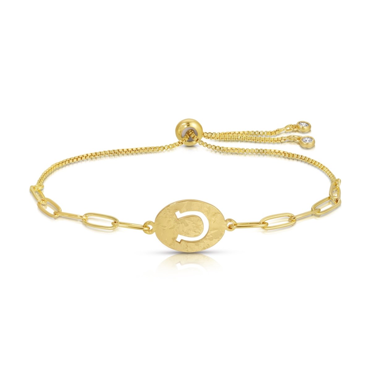 Horseshoe Gilded Cut-Out Pulley Bracelet - Splendid Iris