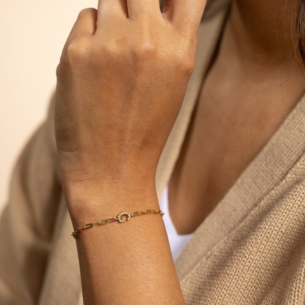 Pavé Initial Pulley Bracelet - Splendid Iris