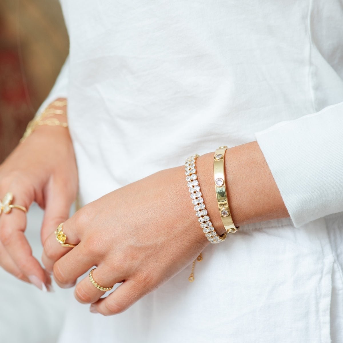 Cubic Zirconia Cuff Bracelet - Splendid Iris