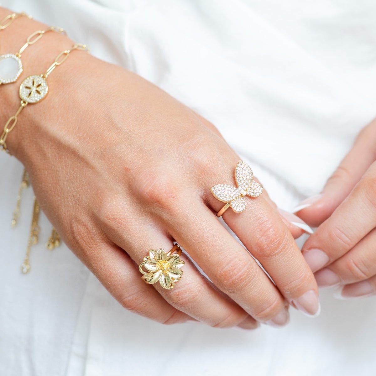 Large Plumeria Adjustable Ring - Splendid Iris