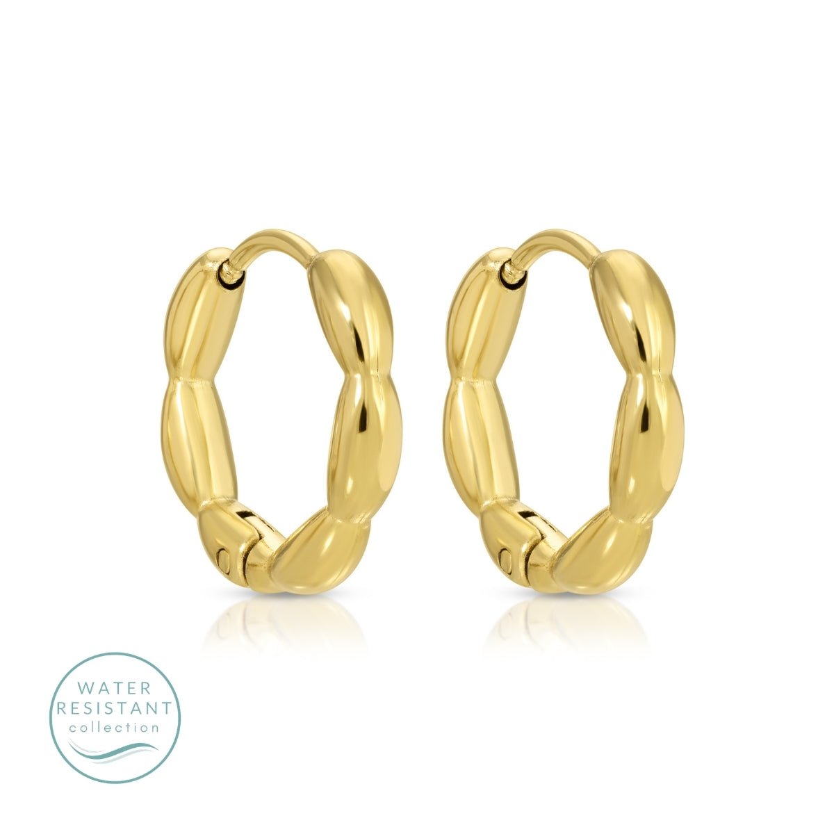 Scalloped Huggie Earrings, Water-Resistant - Splendid Iris