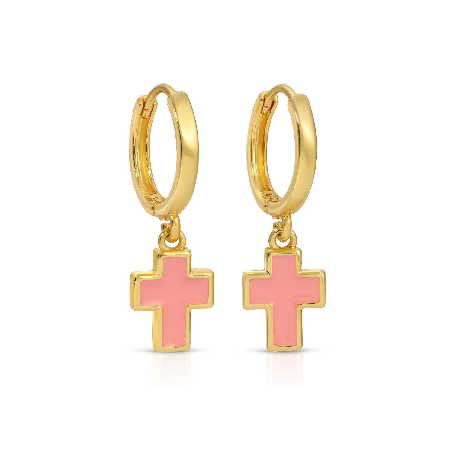 Colorful Cross Drop Huggies - Splendid Iris