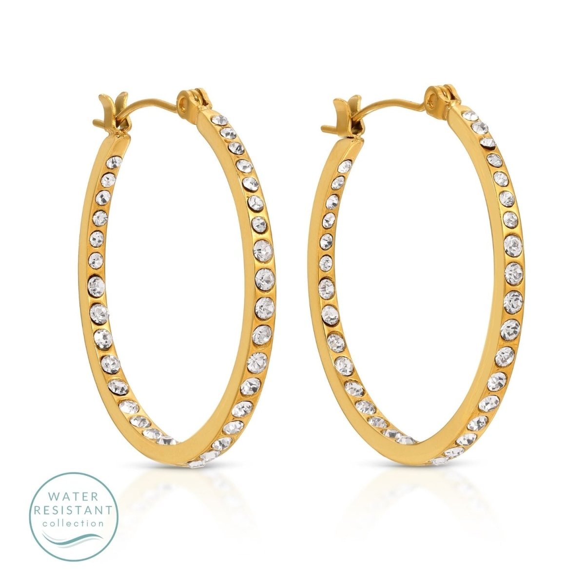 Latch Back Water Resistant CZ Hoops - Splendid Iris