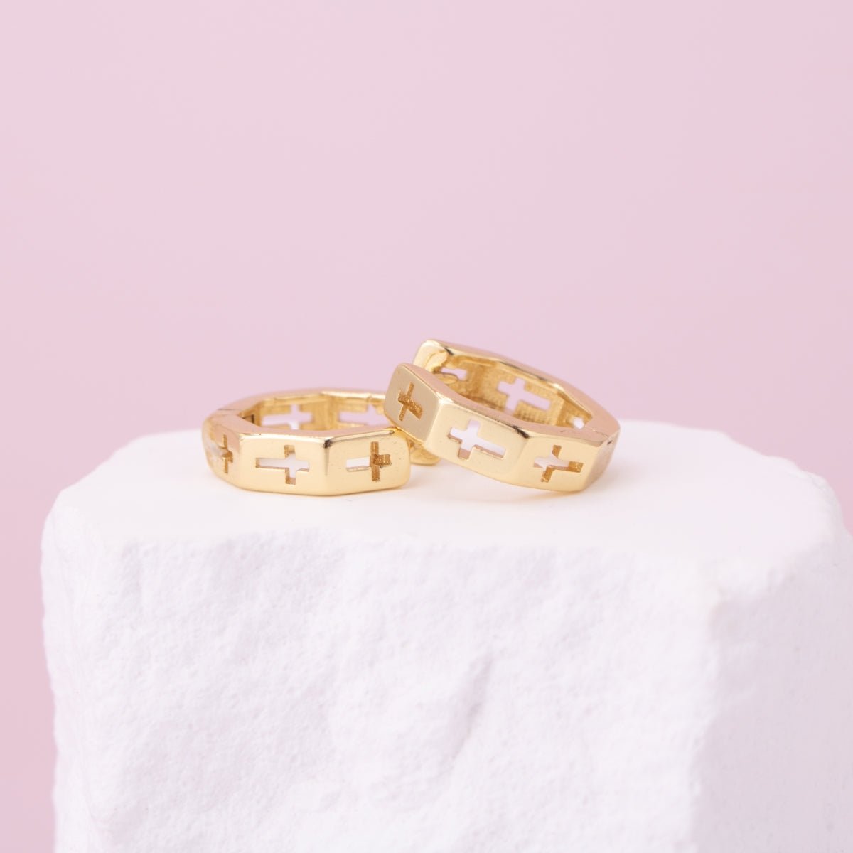 Understated Cross Huggies - Splendid Iris