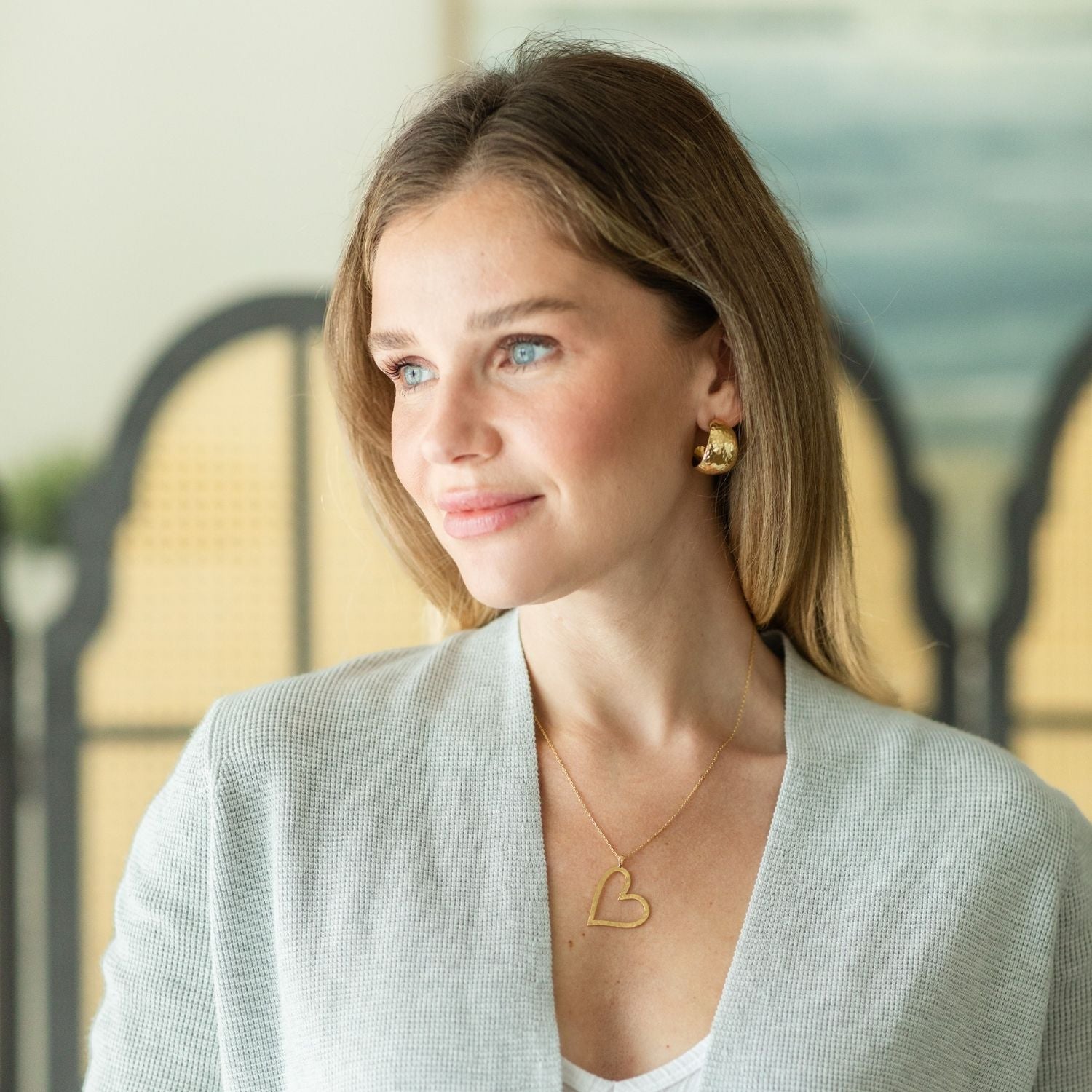 Textured Extra Wide Rounded Hoops - Splendid Iris