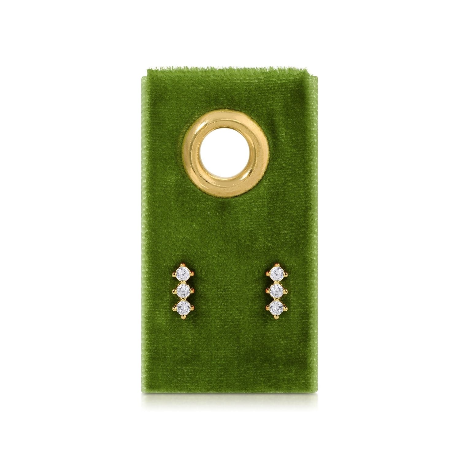 Triple CZ Bar Studs on Velvet Gift Tag - Splendid Iris