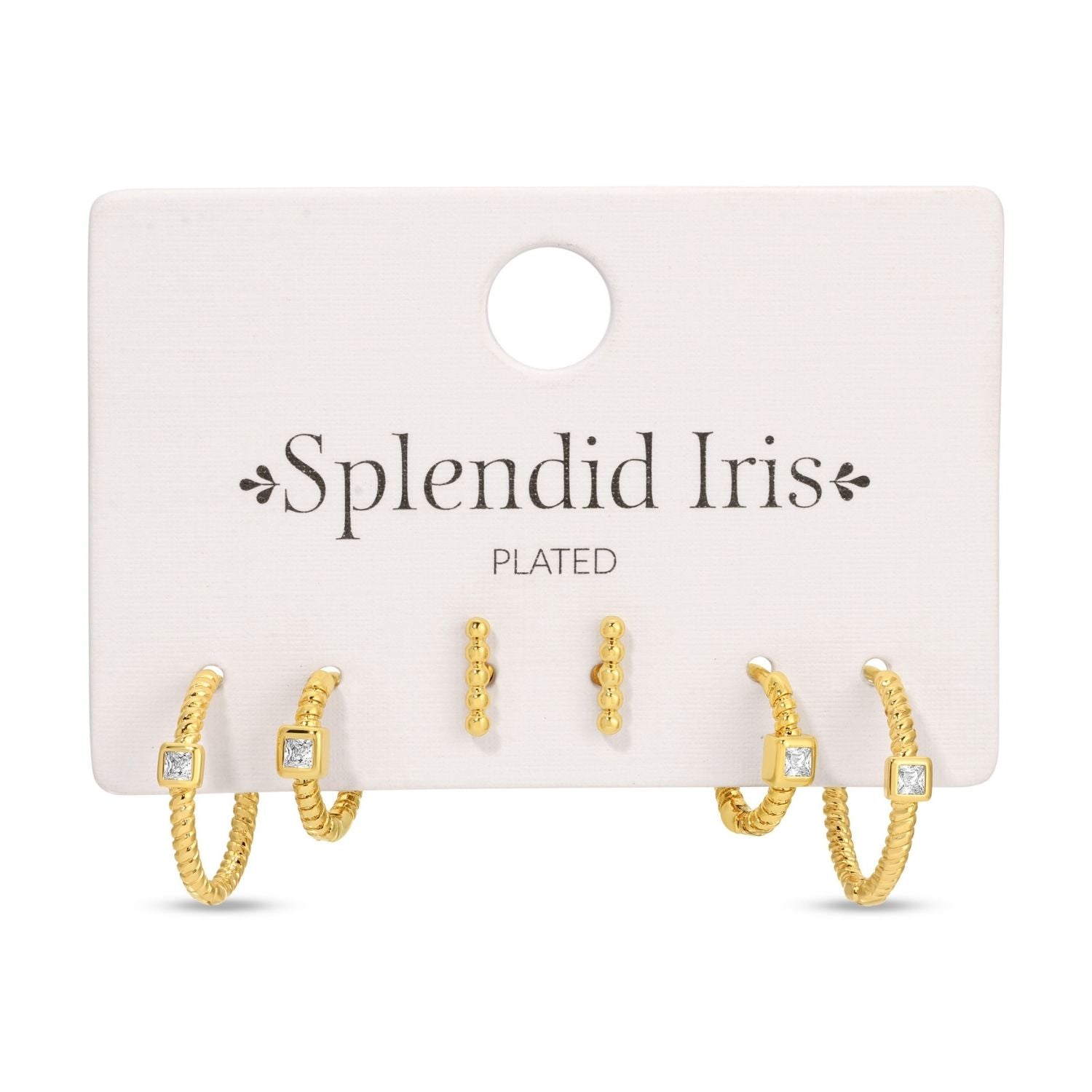 Combo 3 - Twisted Hoops and Stud Set - Splendid Iris