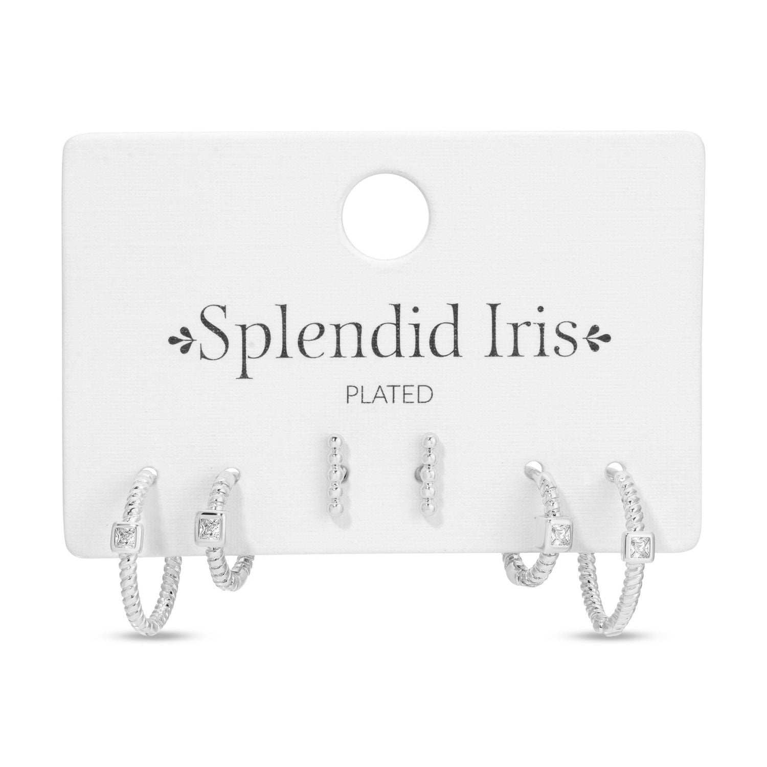 Combo 3 - Twisted Hoops and Stud Set - Splendid Iris