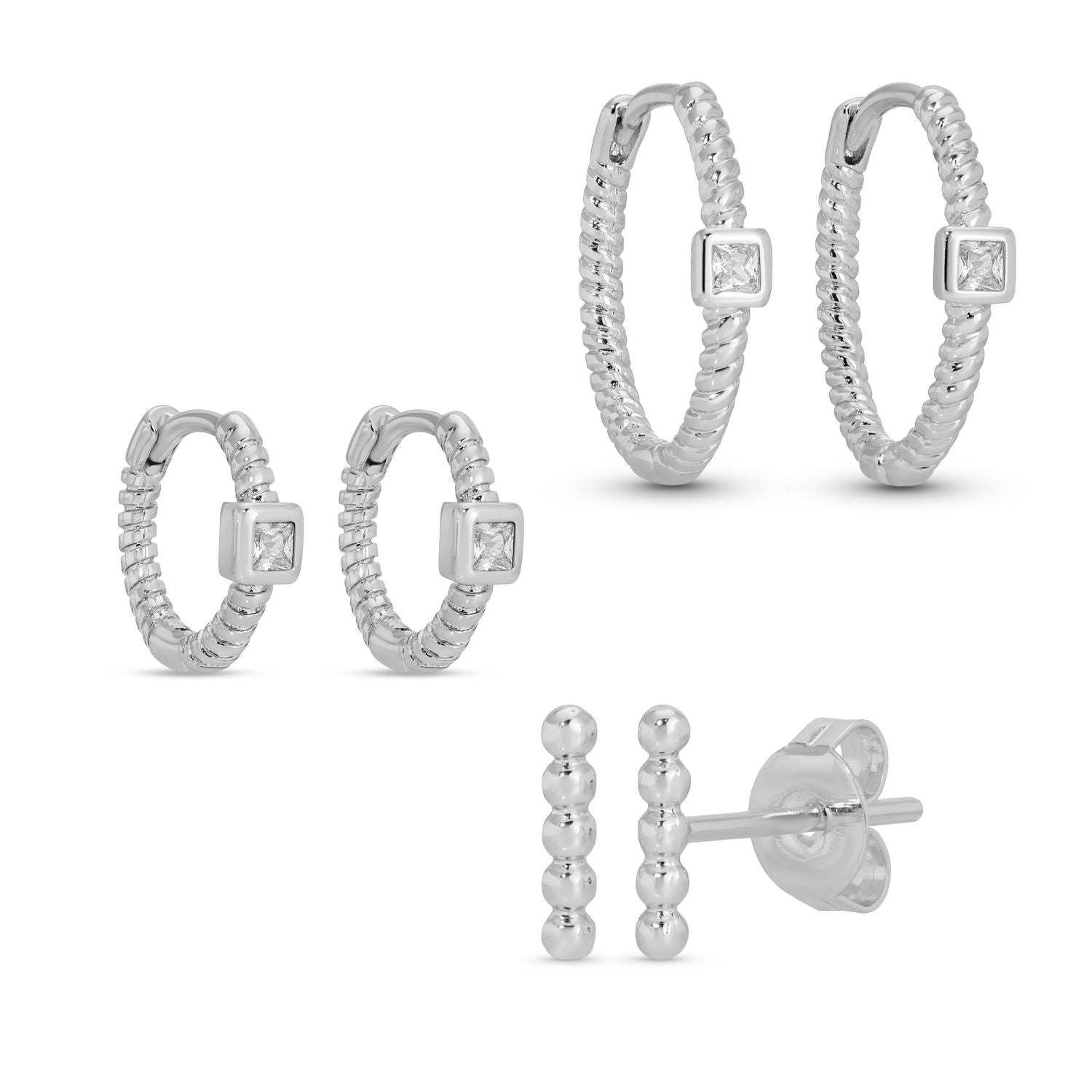 Combo 3 - Twisted Hoops and Stud Set - Splendid Iris