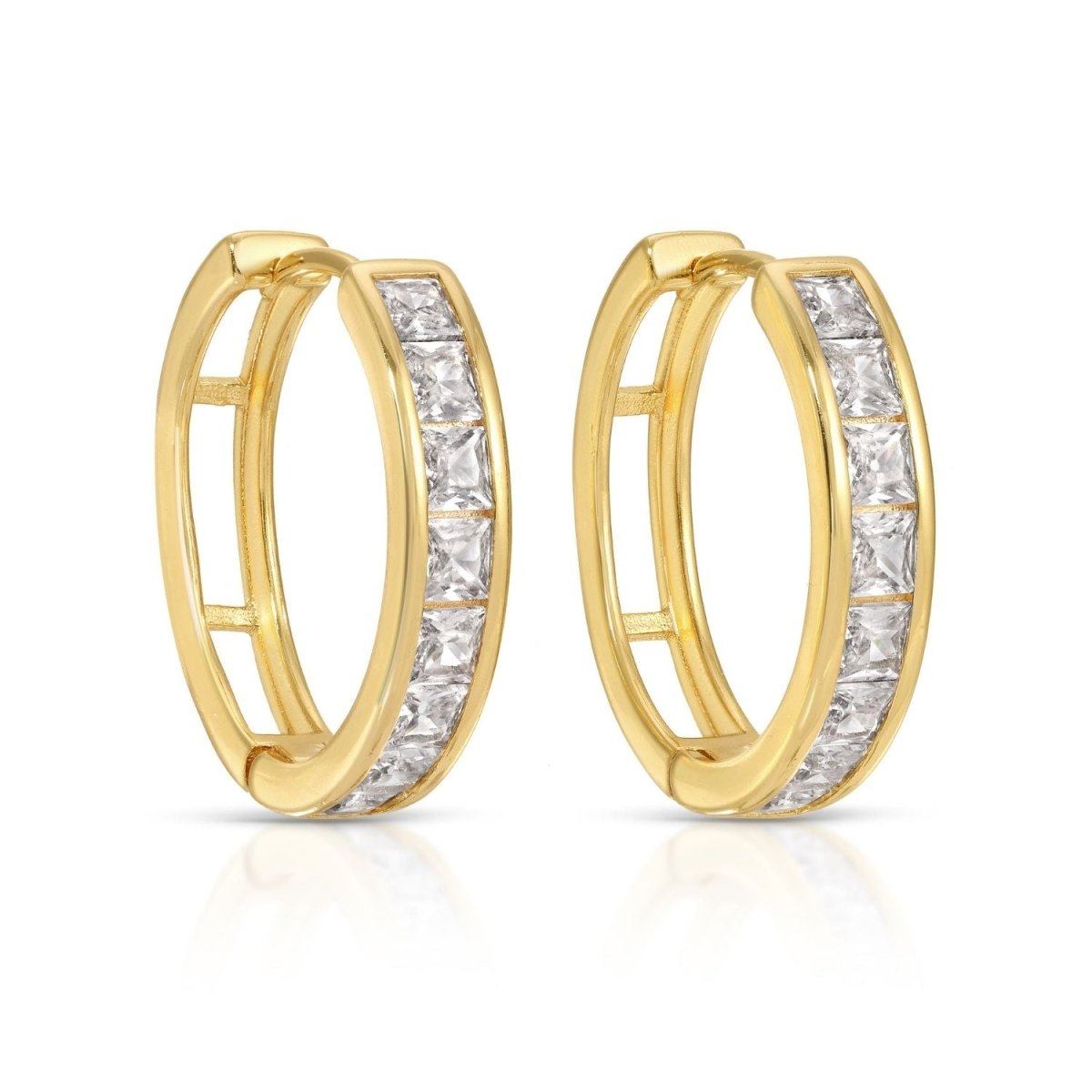 Large Square CZ Huggies - Splendid Iris