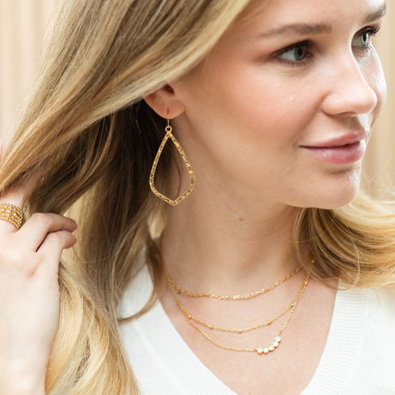 Long Textured Teardrop Earrings - Splendid Iris