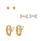 Bow Sparkle Earring Set of 3 - Splendid Iris