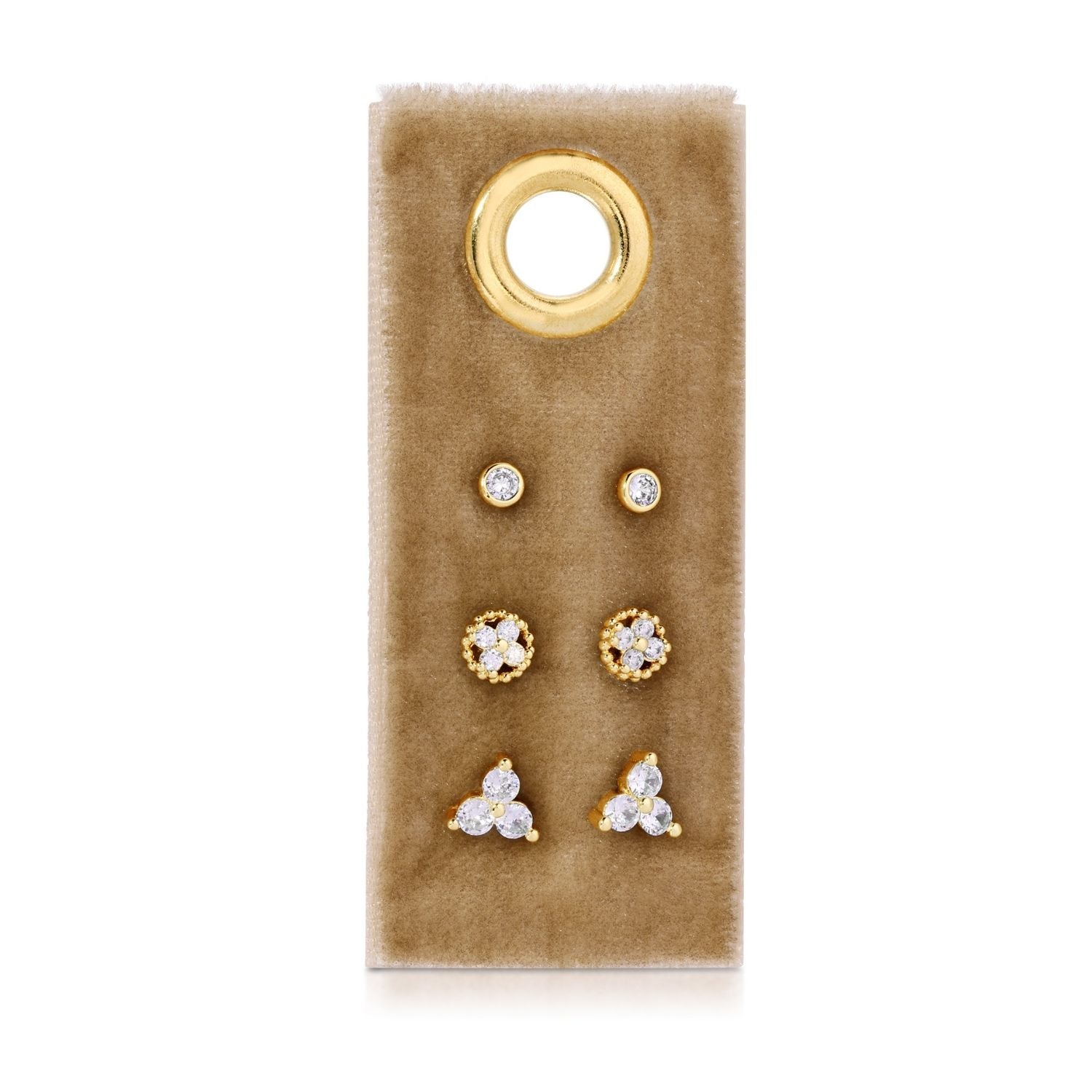 Everyday Brilliance: CZ Stud Earring Set of 3 - Splendid Iris