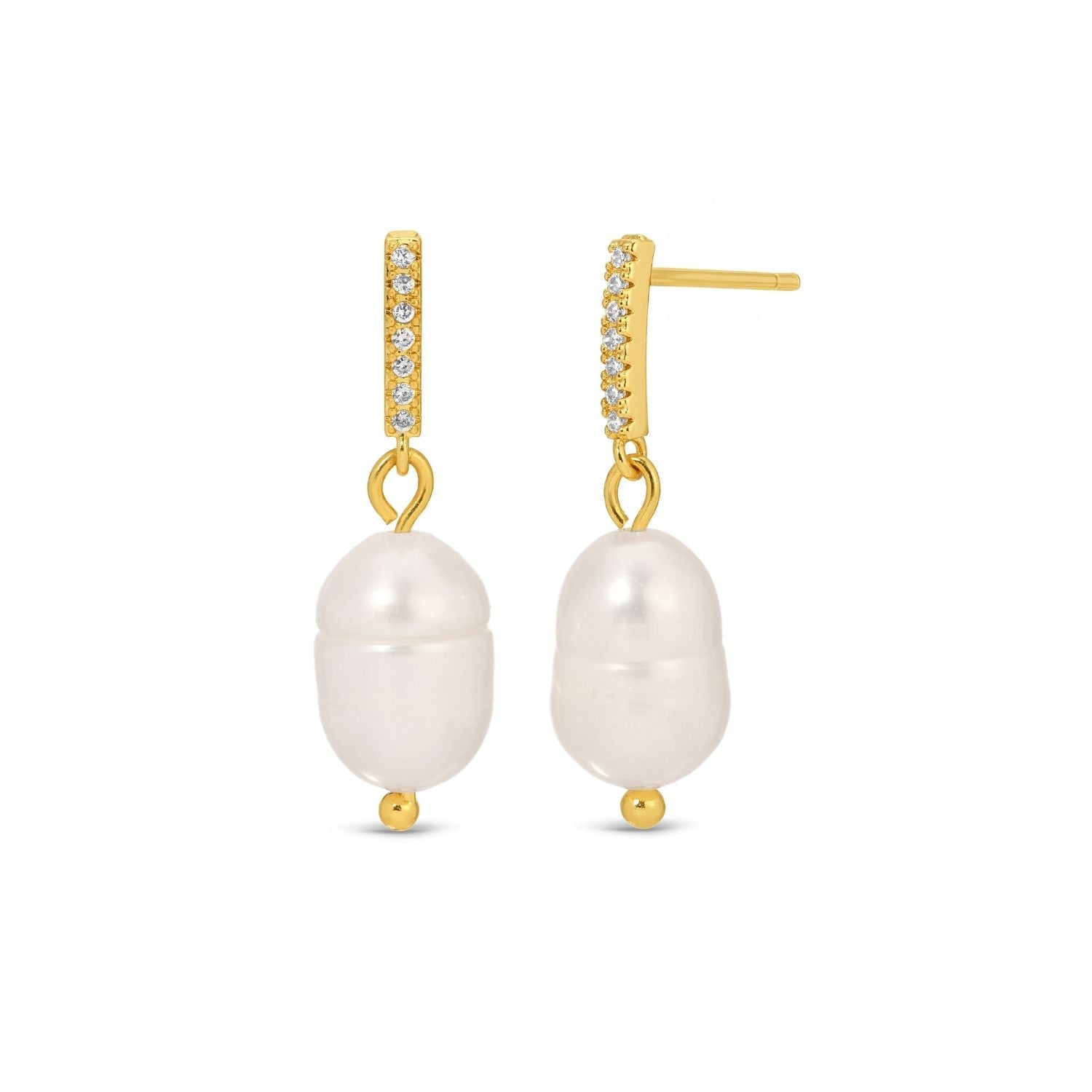 Dazzling Pave Bar & Pearl Drop Earrings - Splendid Iris