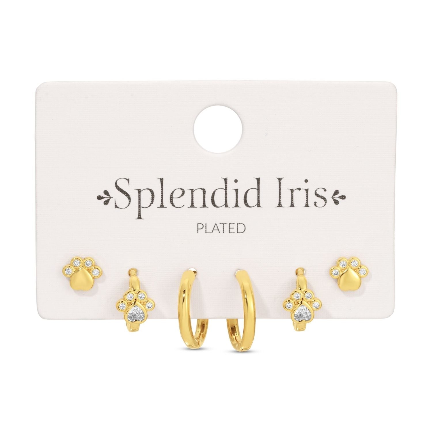 Paw Print Set of 3 Earrings - Splendid Iris
