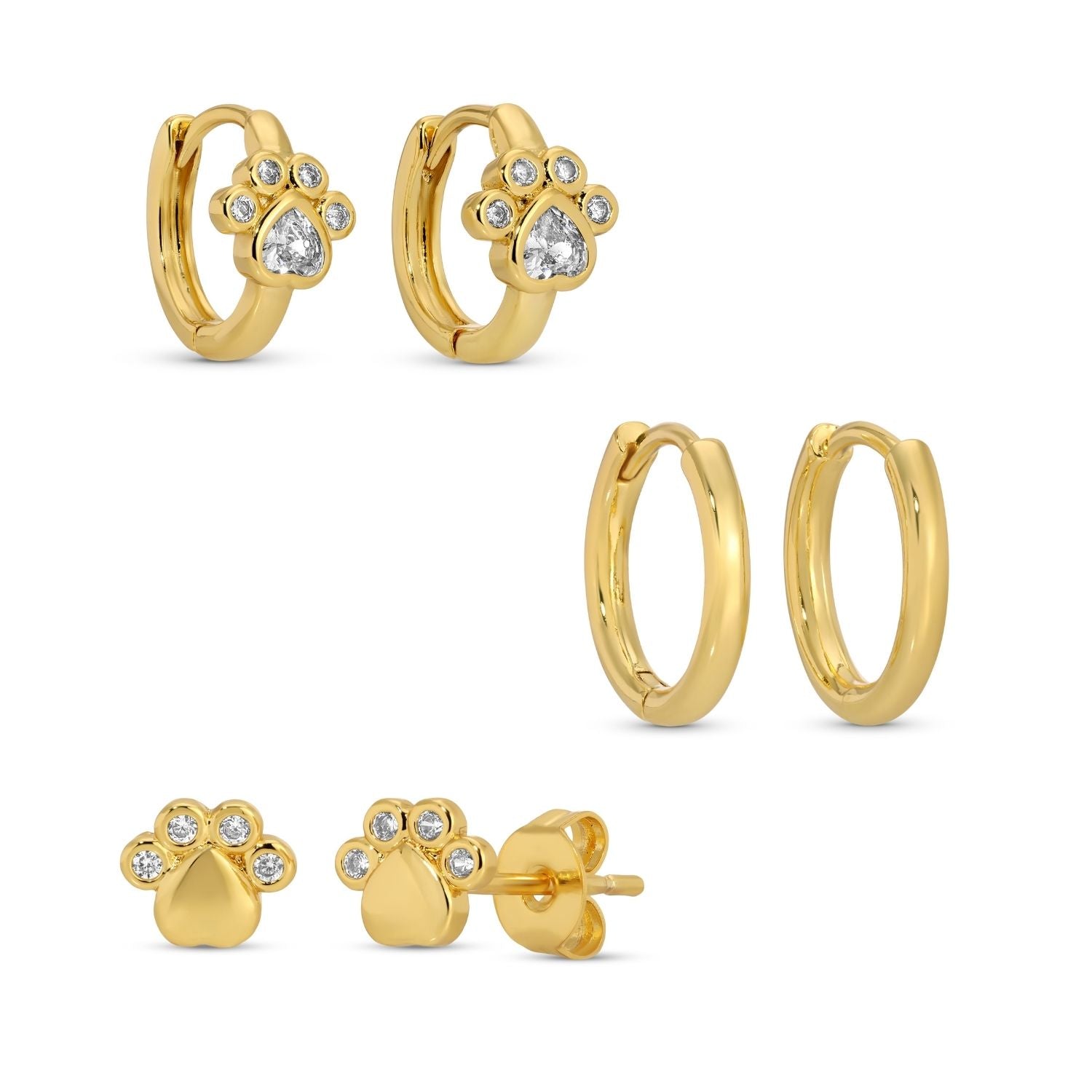 Paw Print Set of 3 Earrings - Splendid Iris