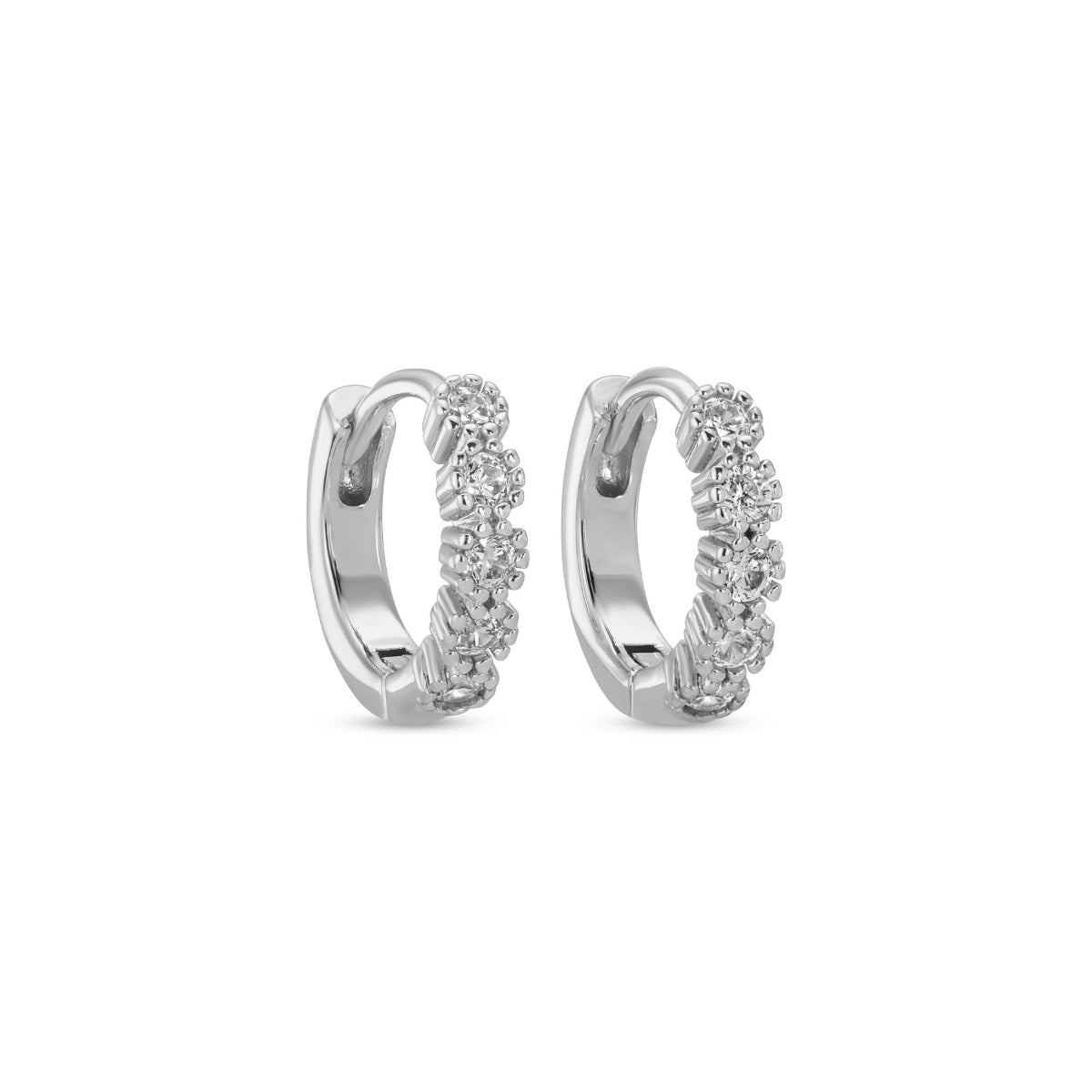 Petite Shimmering Cubic Zirconia Huggies - Splendid Iris