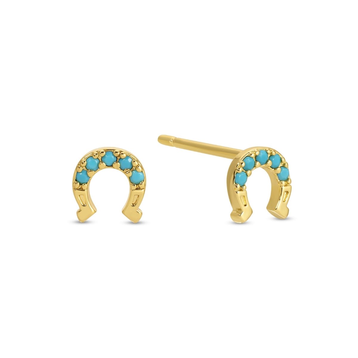 Light Blue Horseshoe Studs On Velvet Gift Tag - Splendid Iris