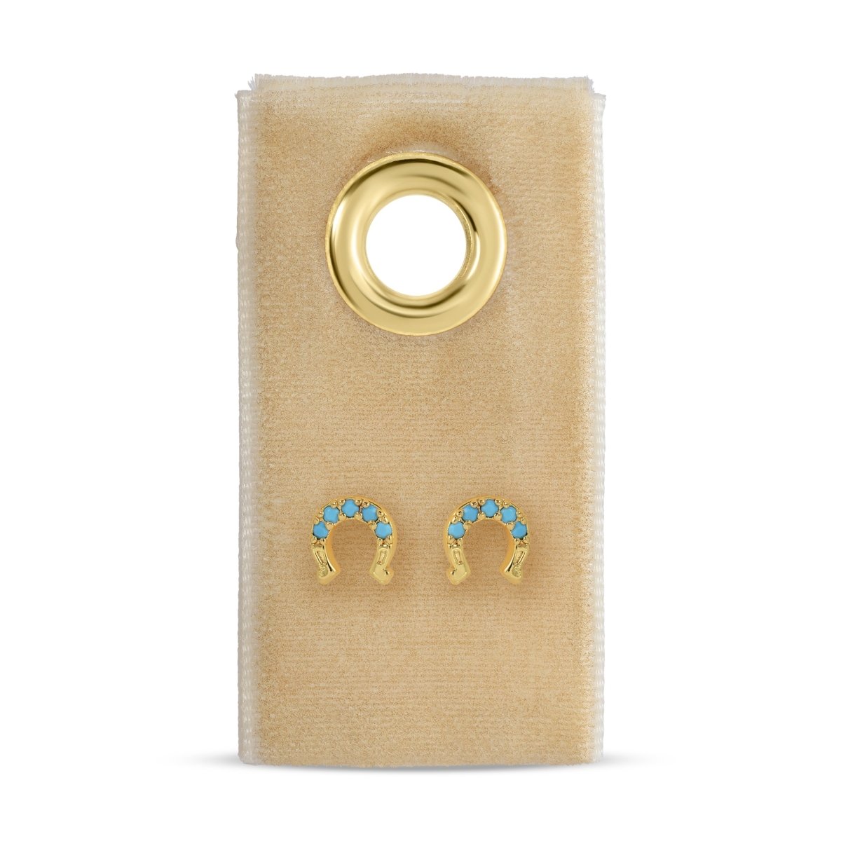 Light Blue Horseshoe Studs On Velvet Gift Tag - Splendid Iris