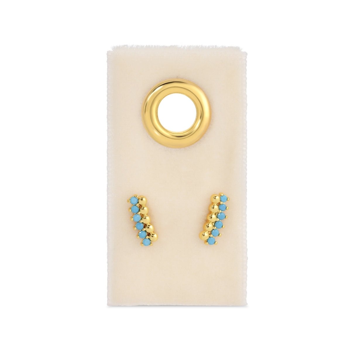 Light Blue Delicate Dots & CZ Studs On Velvet Tag - Splendid Iris