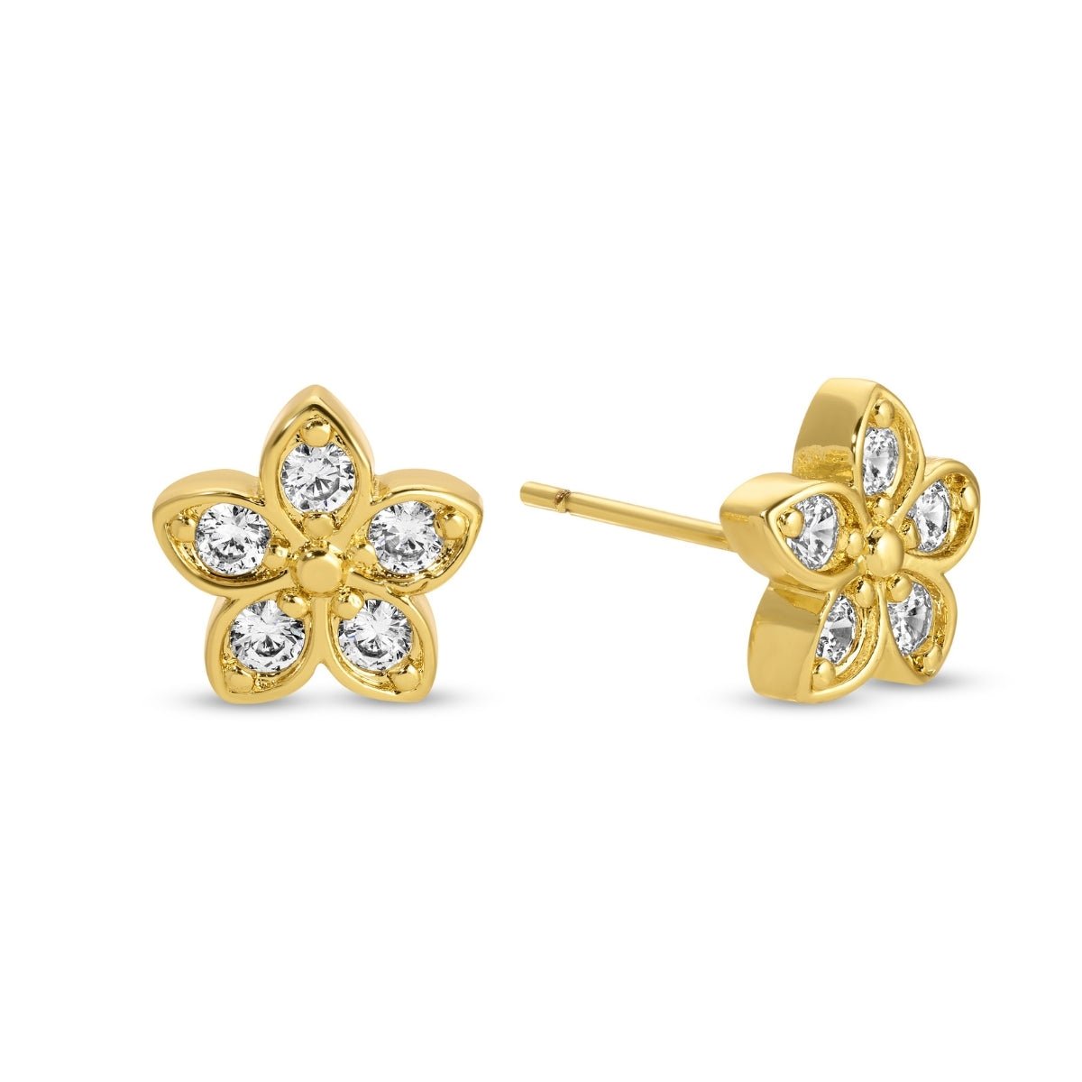 Large CZ Plumeria Studs on Velvet Tag - Splendid Iris