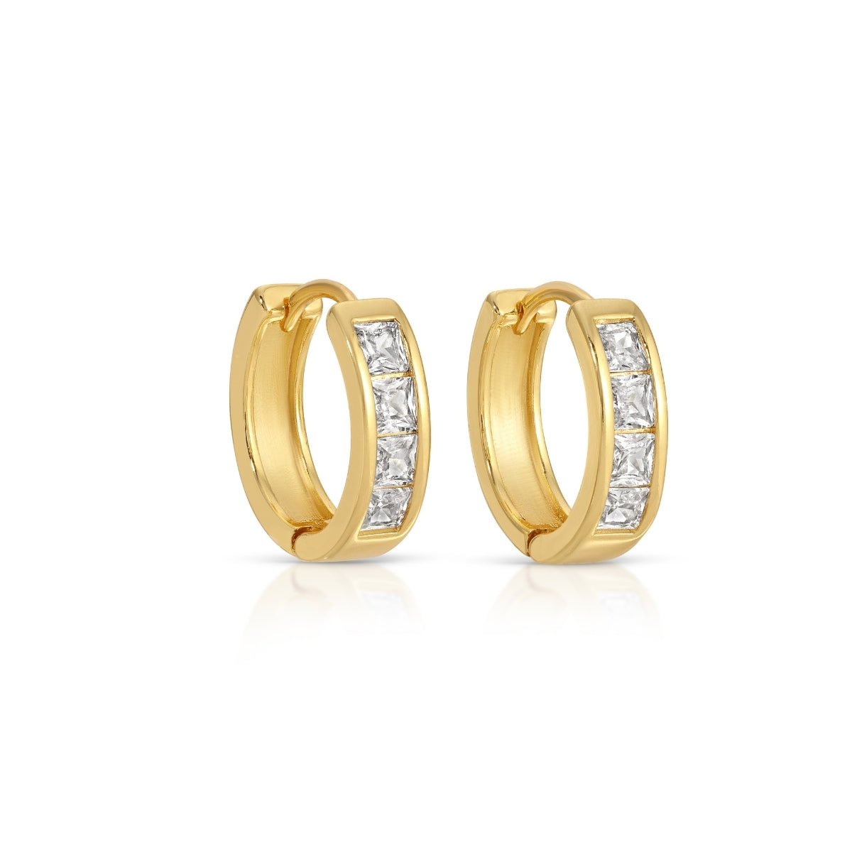 Contemporary Small Cubic Zirconia Huggies - Splendid Iris