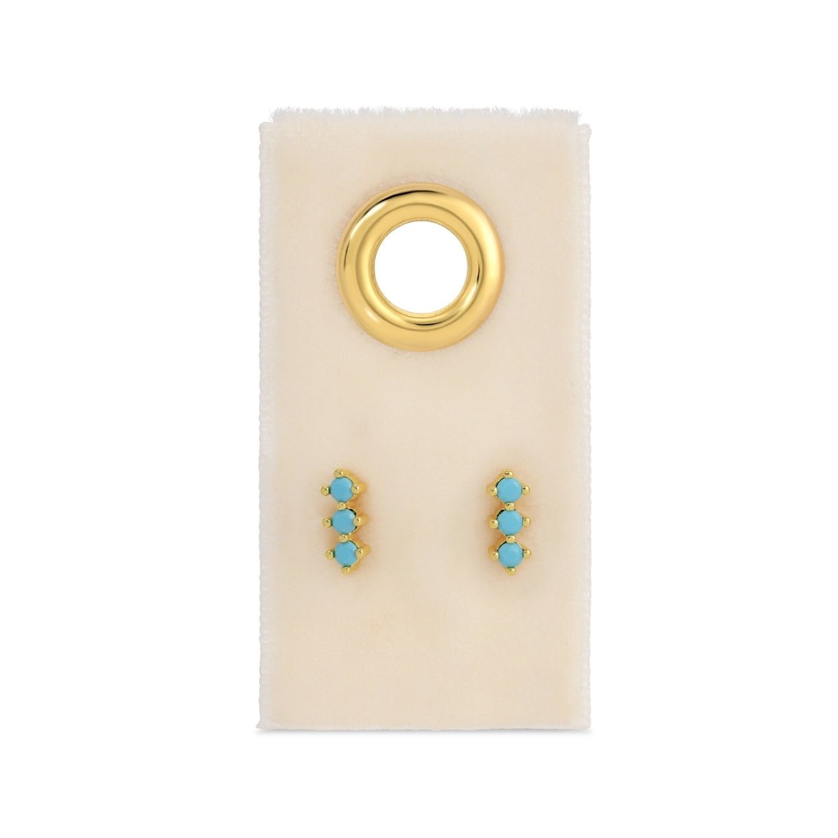 Triple CZ Bar Studs on Velvet Tag - Splendid Iris