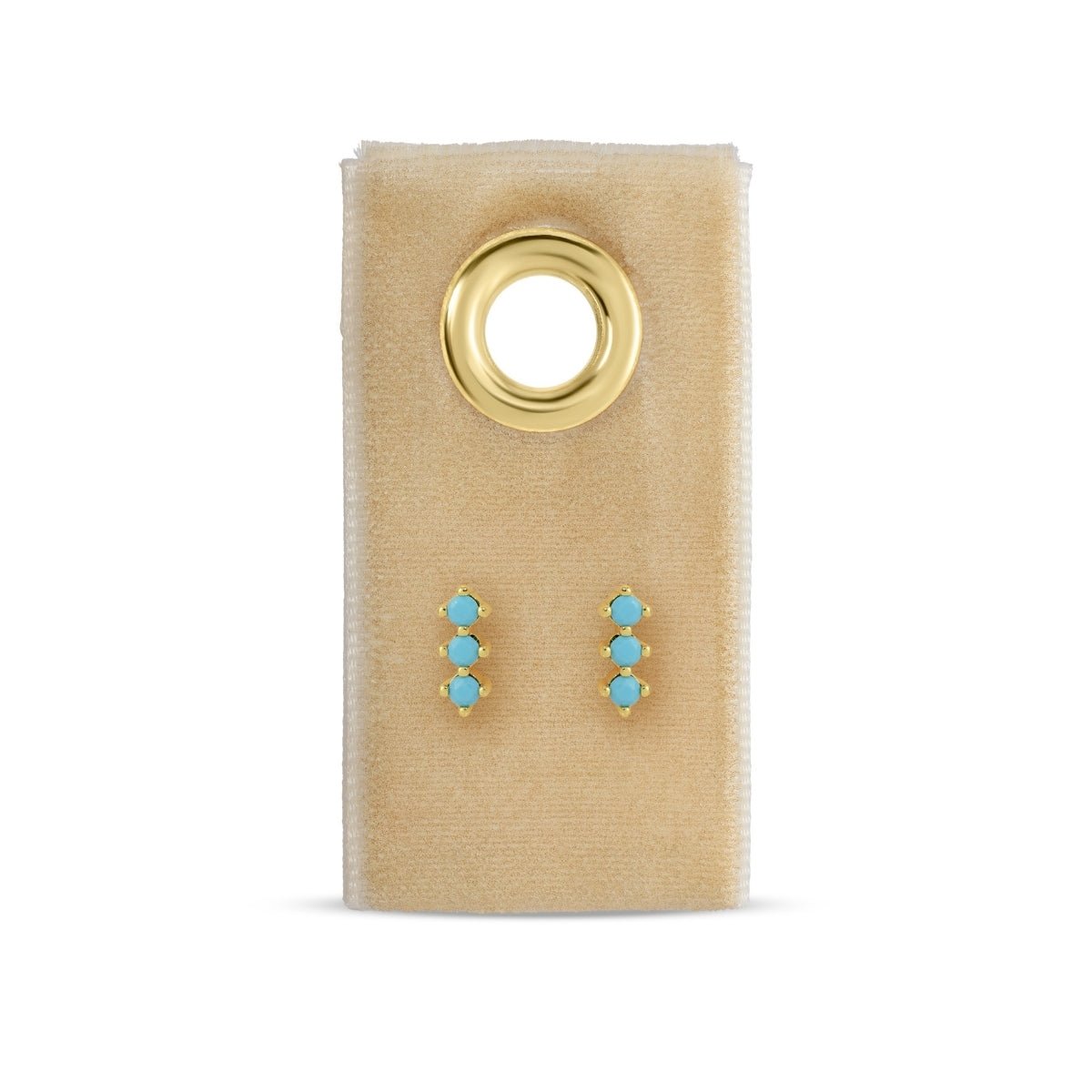 Triple CZ Bar Studs on Velvet Tag - Splendid Iris