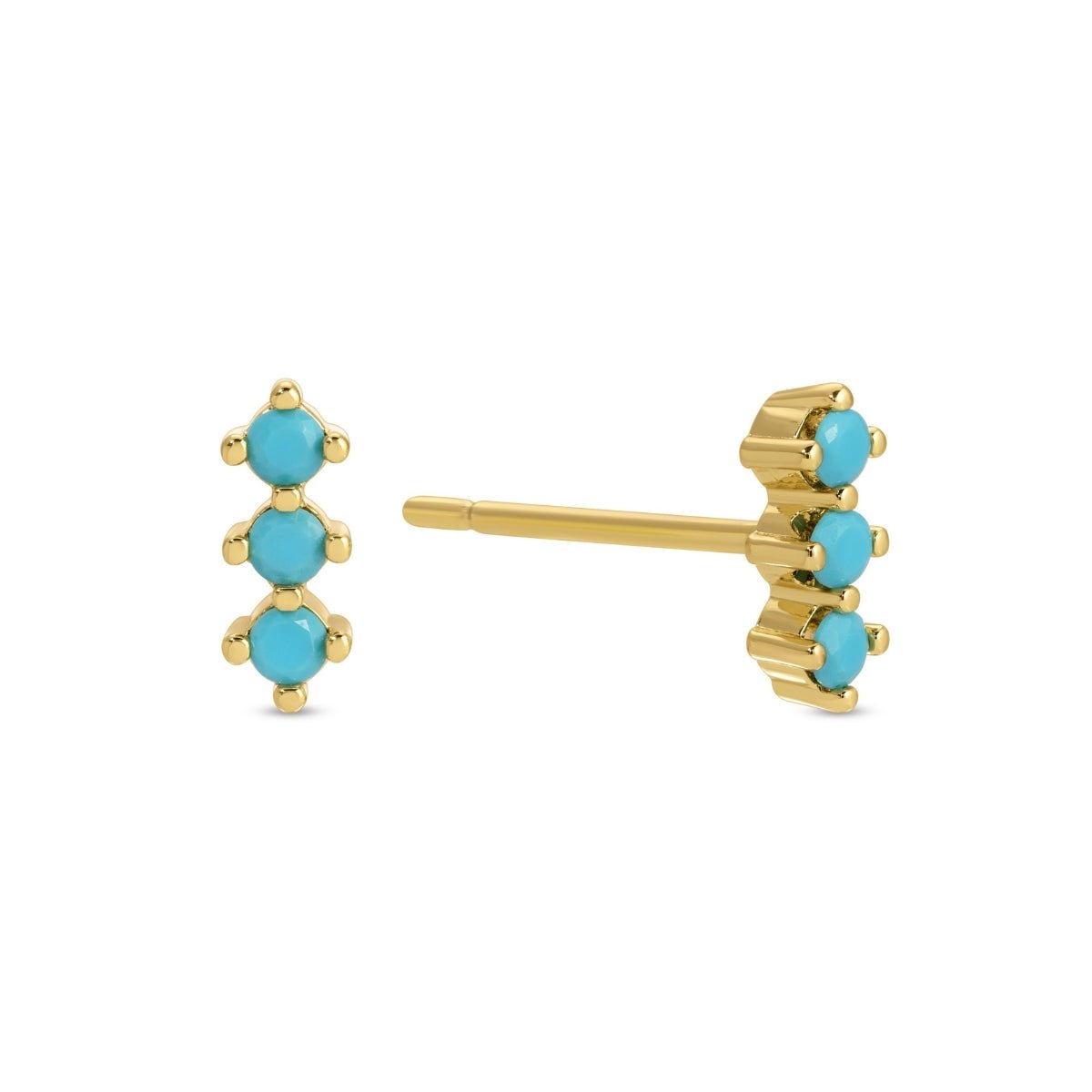 Triple CZ Bar Studs on Velvet Tag - Splendid Iris