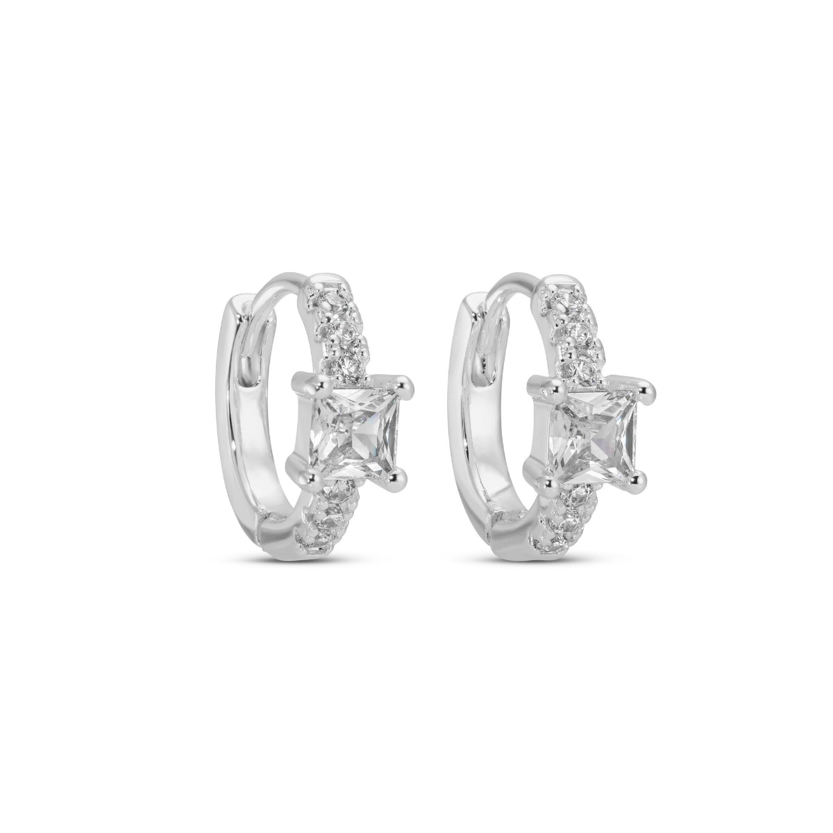 Pave Huggies with Square Cubic Zirconia - Splendid Iris