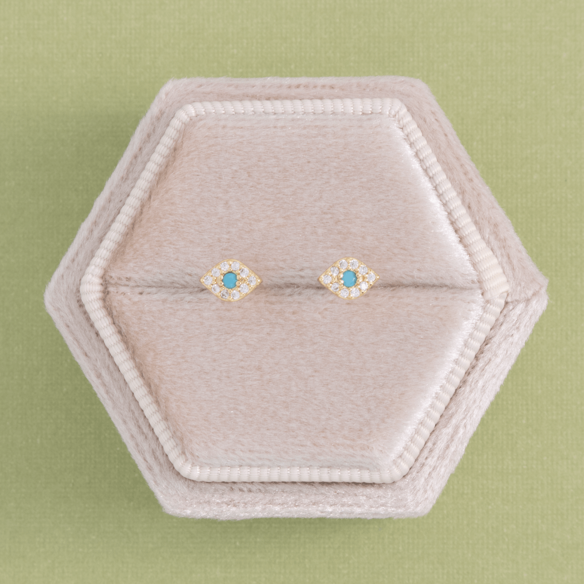 CZ Evil Eye Studs on Velvet Tag - Splendid Iris