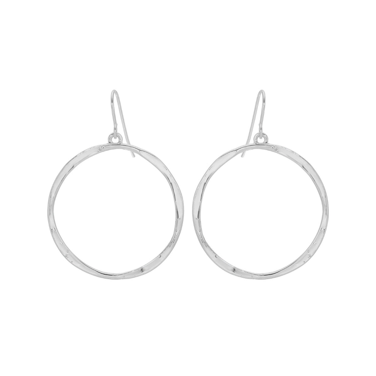 Perfectly Sized Dangling Textured Circle Earrings - Splendid Iris