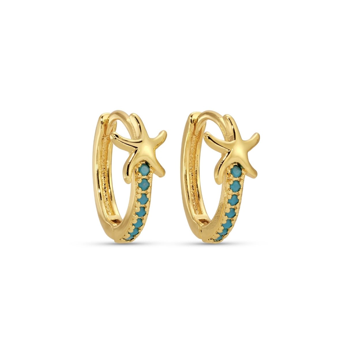 Starfish Accented Pavé Huggies - Splendid Iris