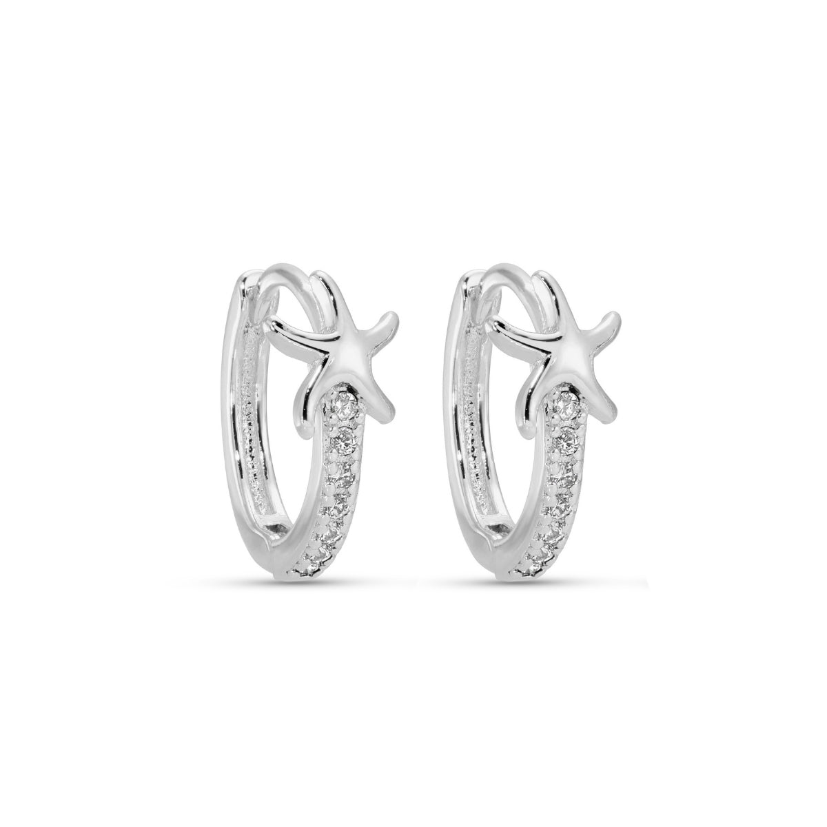 Starfish Accented Pavé Huggies - Splendid Iris