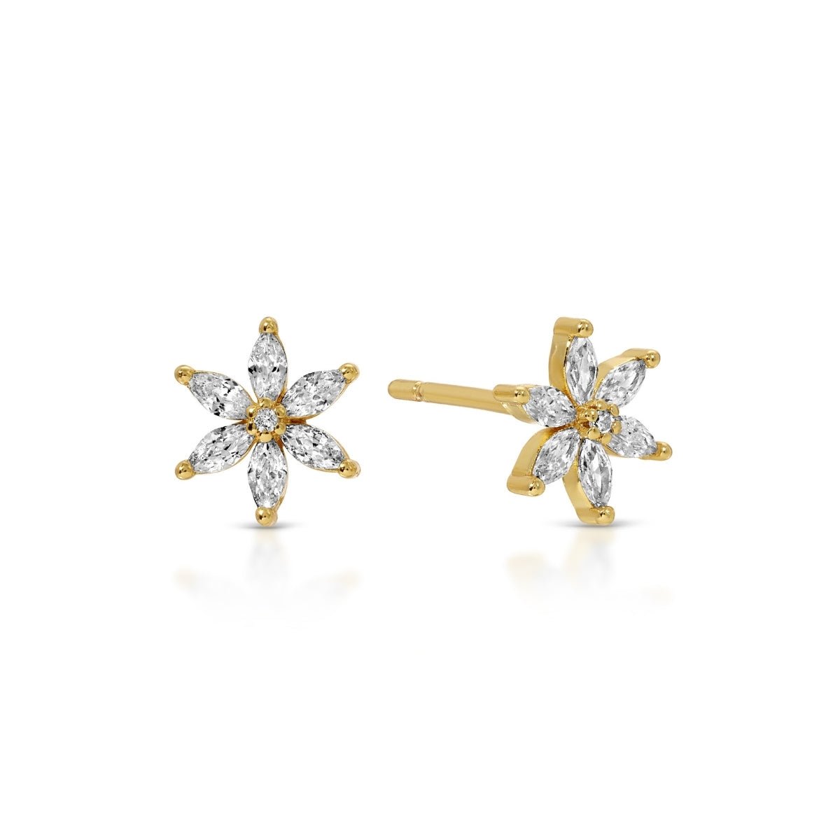 Marquise Cubic Zirconia Flower Studs on Velvet Tag - Splendid Iris