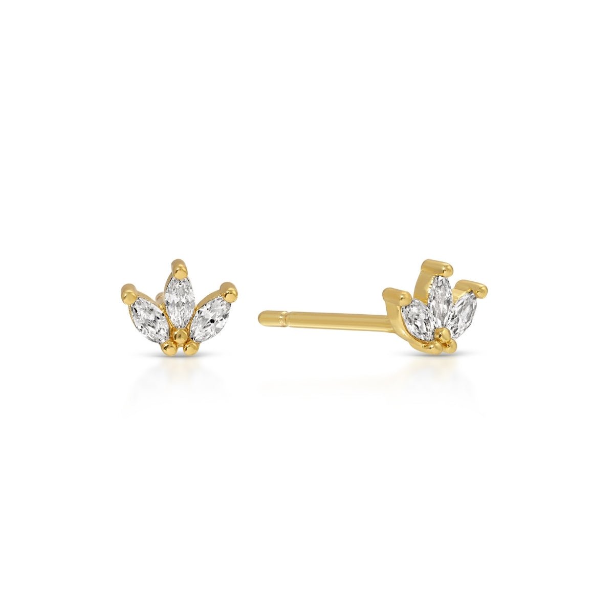 Triple Marquise Cubic Zirconia Studs on Velvet Tag - Splendid Iris