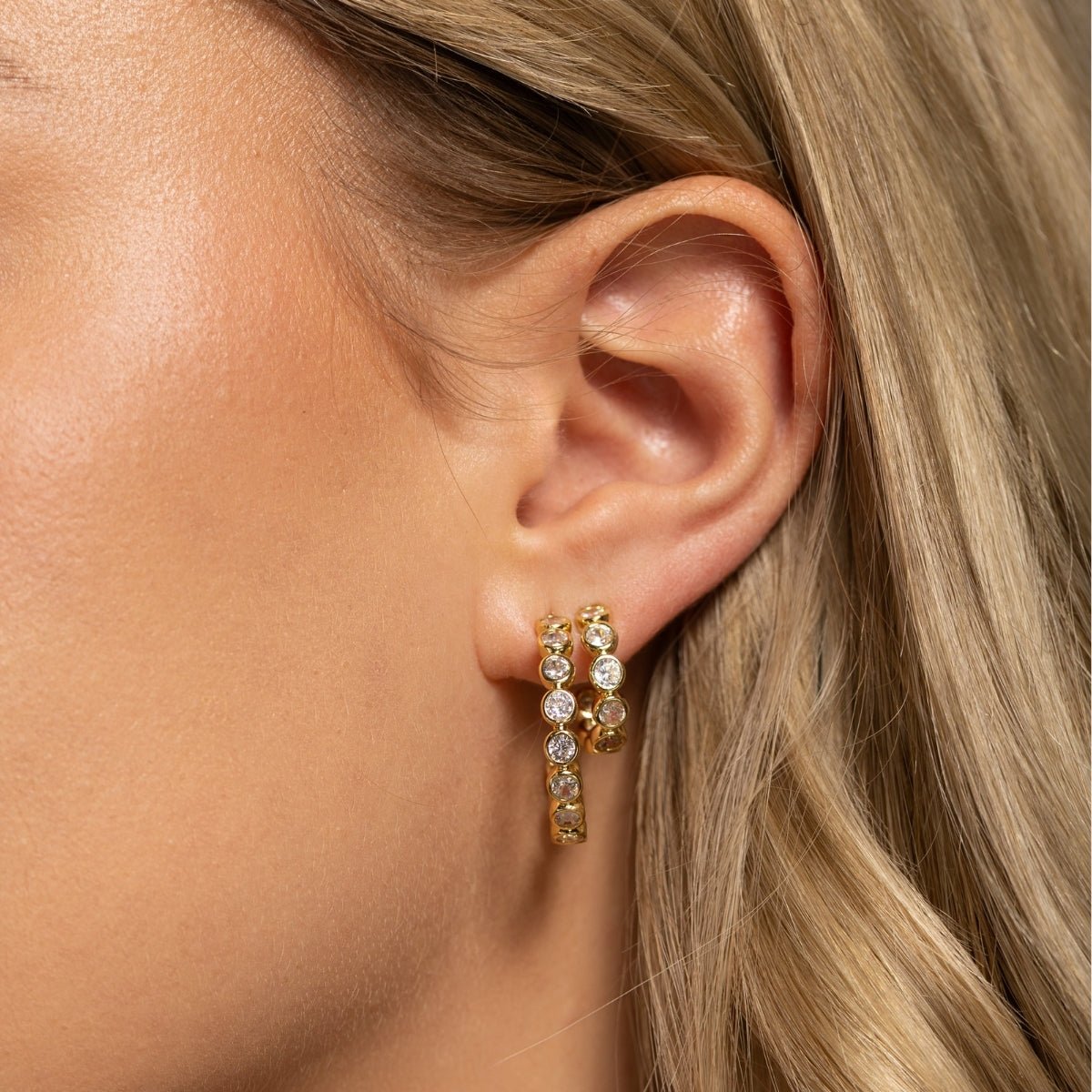 Row of Sparkling CZ Hoop Earrings - Splendid Iris