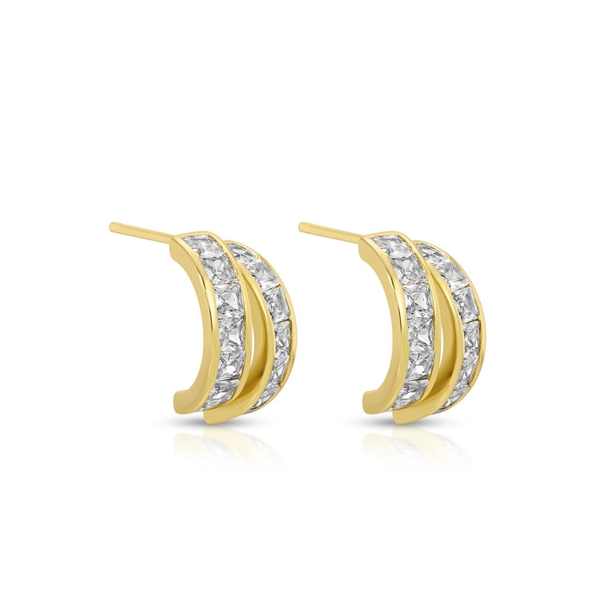 Geometric Radiance: Double Row CZ Partial Hoops - Splendid Iris