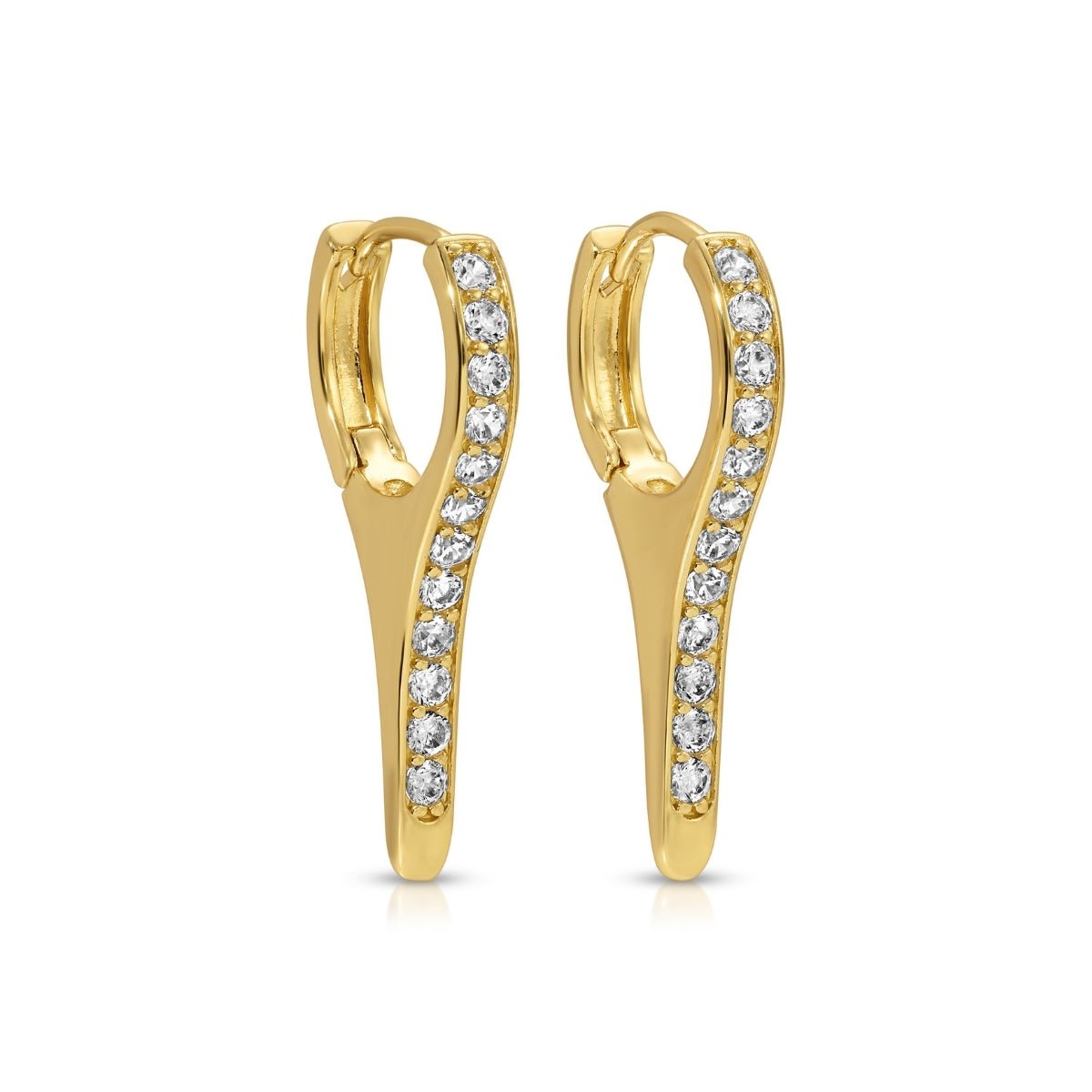 Tapered Point Pavé Huggies - Splendid Iris