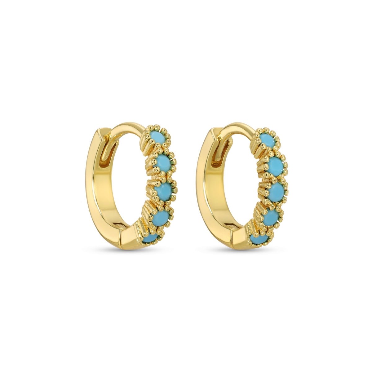 Petite Shimmering Cubic Zirconia Huggies - Splendid Iris