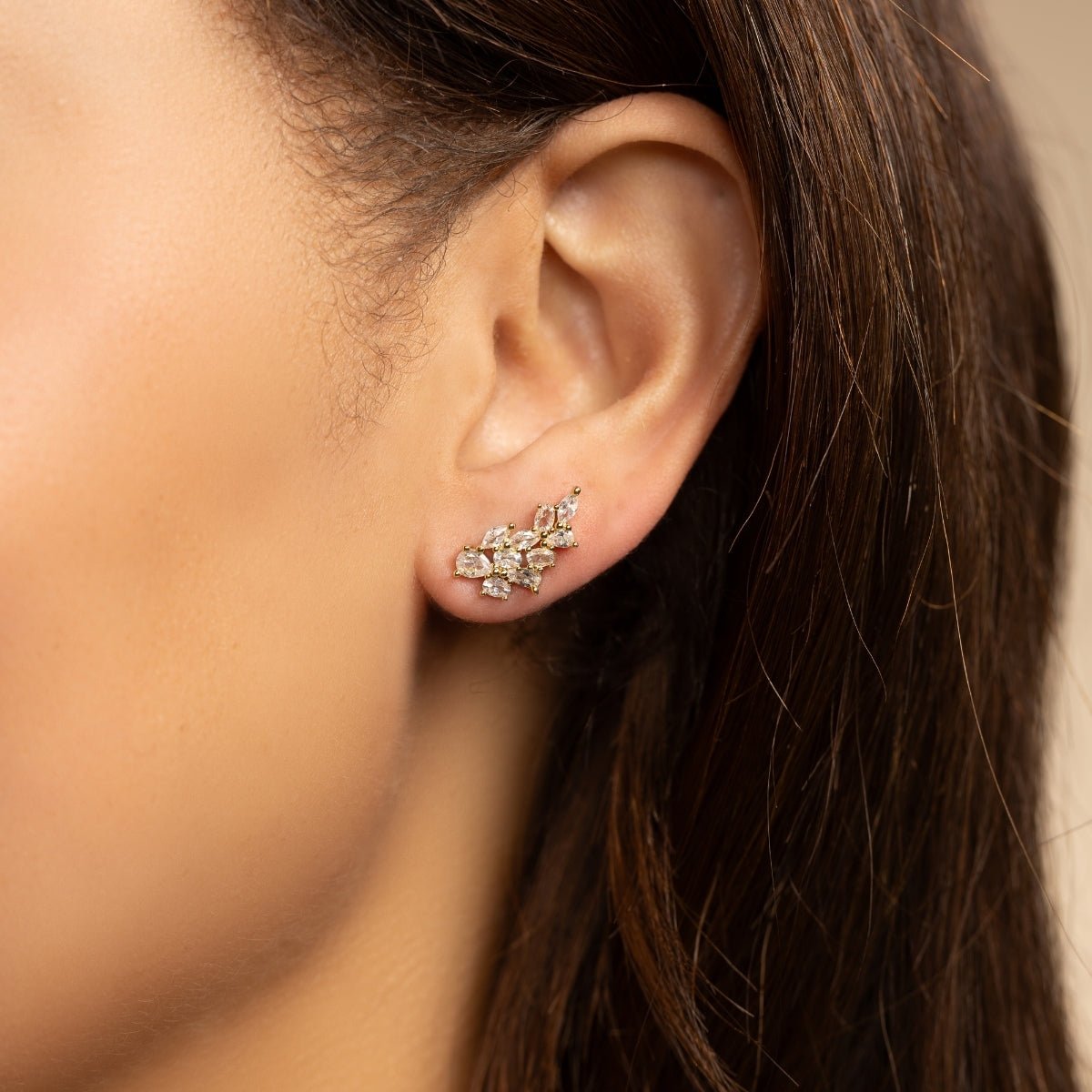 Large Faux Diamond Crawler Earrings - Splendid Iris