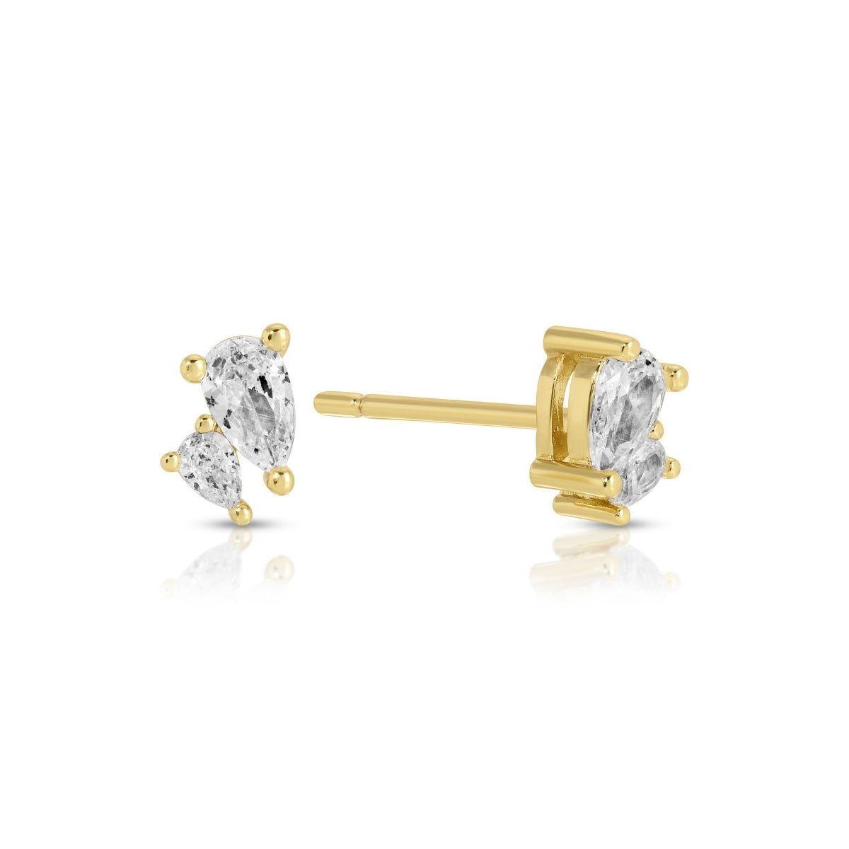 Double Pear-Shaped Cubic Zirconia Studs on Velvet Tag - Splendid Iris