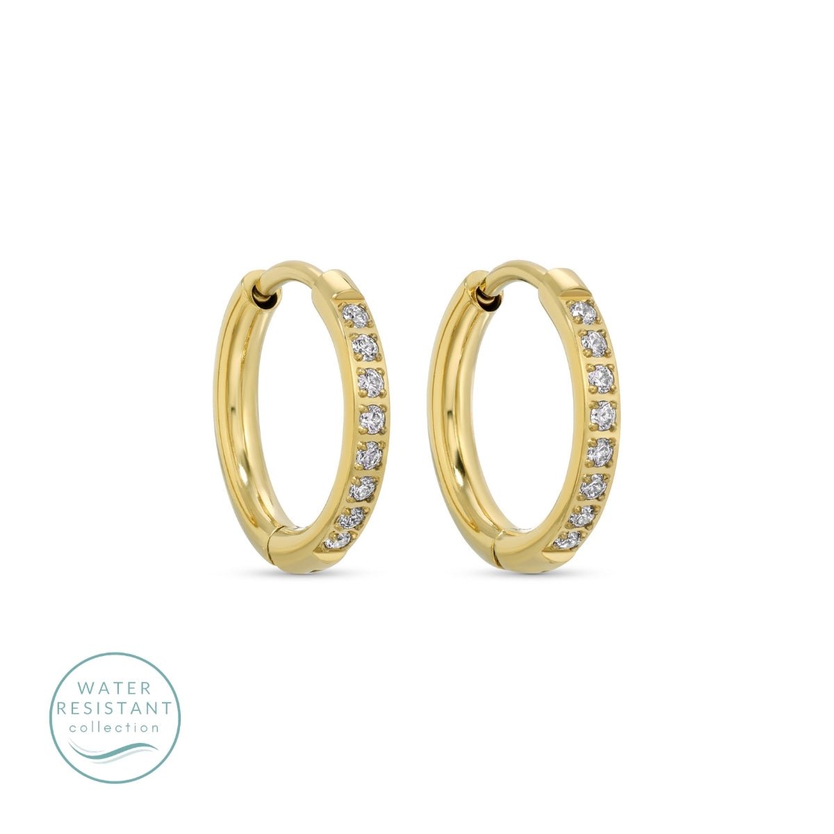 Simple Pavé Huggies, Water-Resistant - Splendid Iris