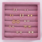 Set/3 Bow Accented Stud Set on Velvet Tag - Splendid Iris