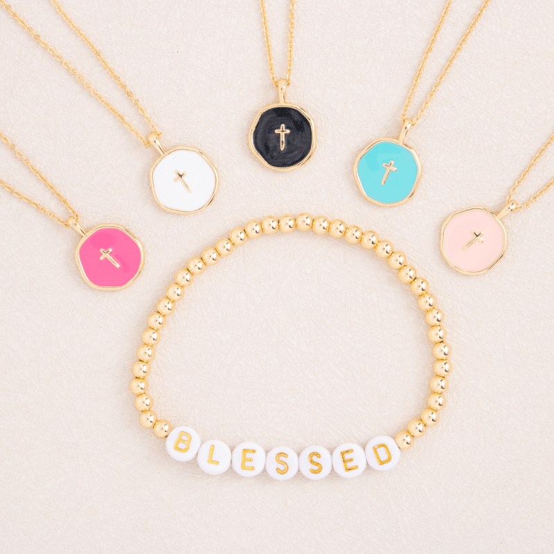 Minimal Cross Medallion Necklace - Splendid Iris