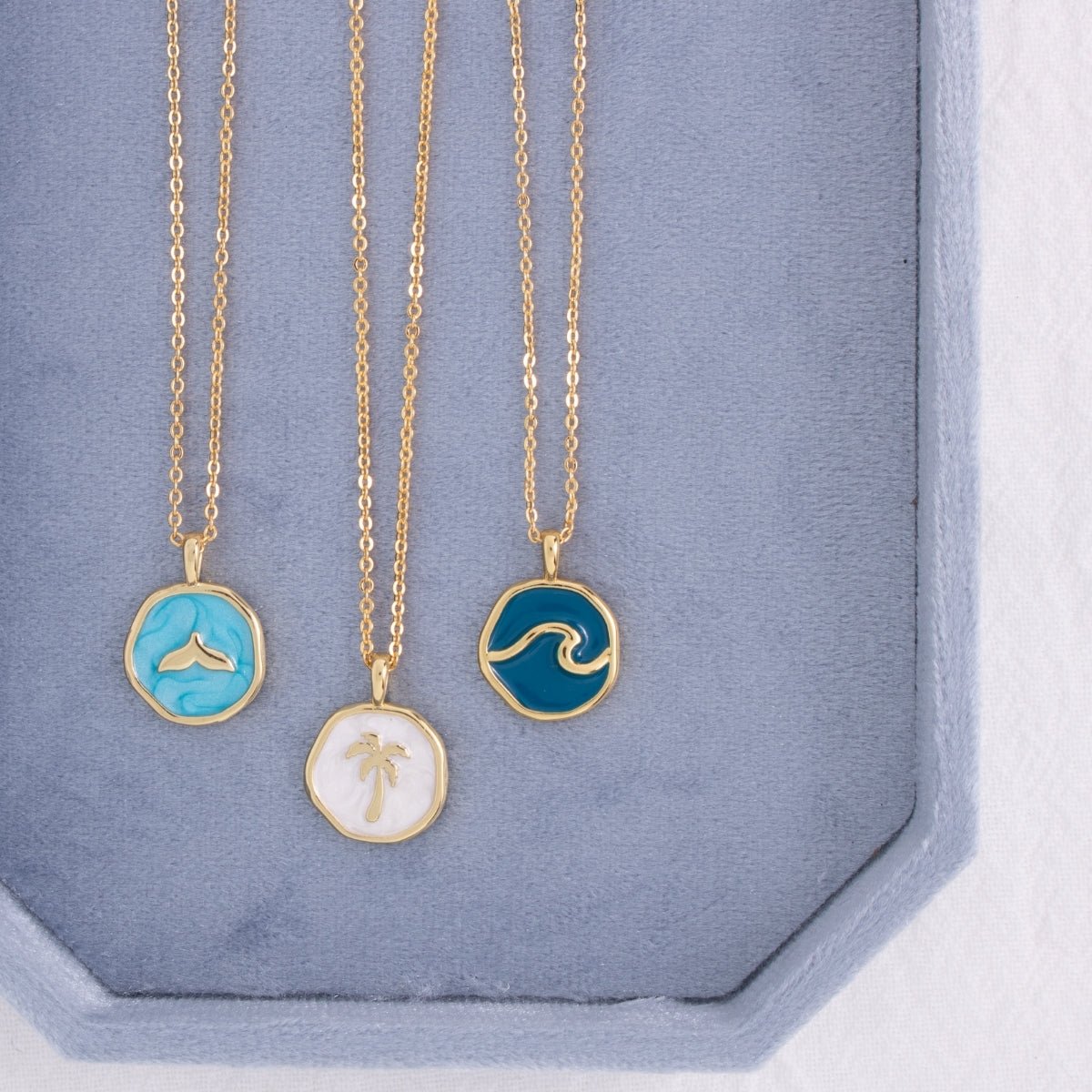 Tiny Wave Pendant Necklace - Splendid Iris