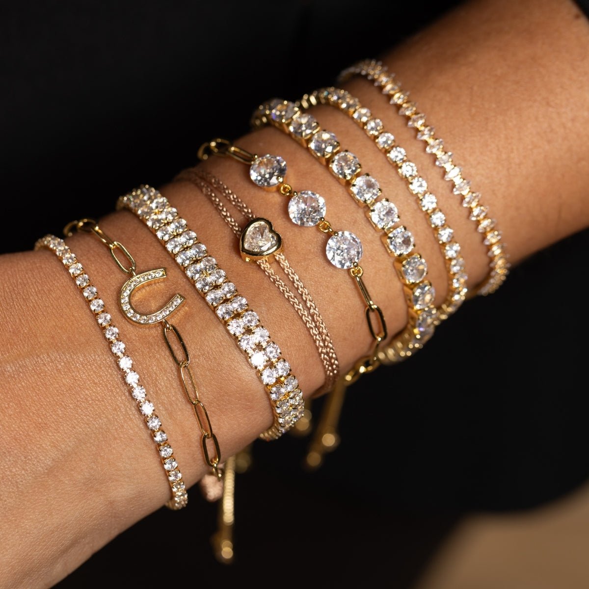 Triple Faux Diamond Paperclip Pulley Bracelet - Splendid Iris